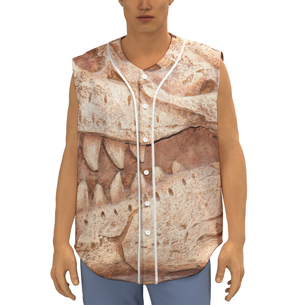 T-Rex Fossil Print Sleeveless Baseball Jersey
