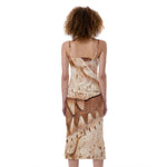 T-Rex Fossil Print Slim Fit Midi Cami Dress