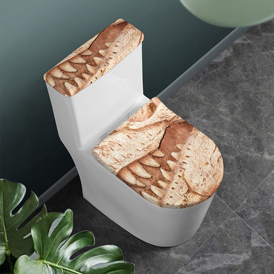 T-Rex Fossil Print Toilet Lid And Tank Cover Set