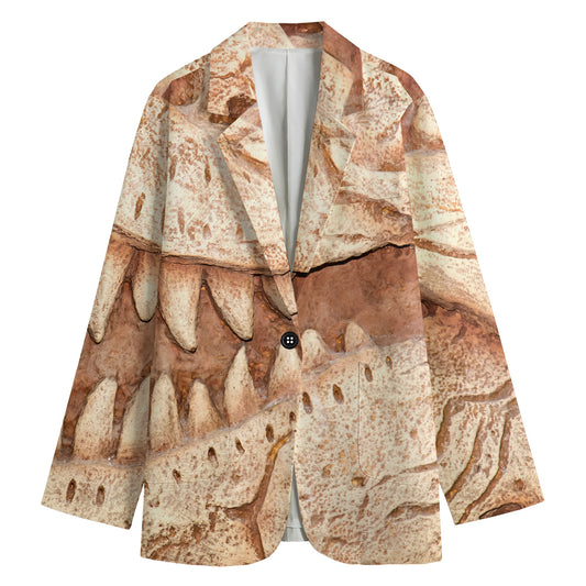 T-Rex Fossil Print Women's Cotton Blazer