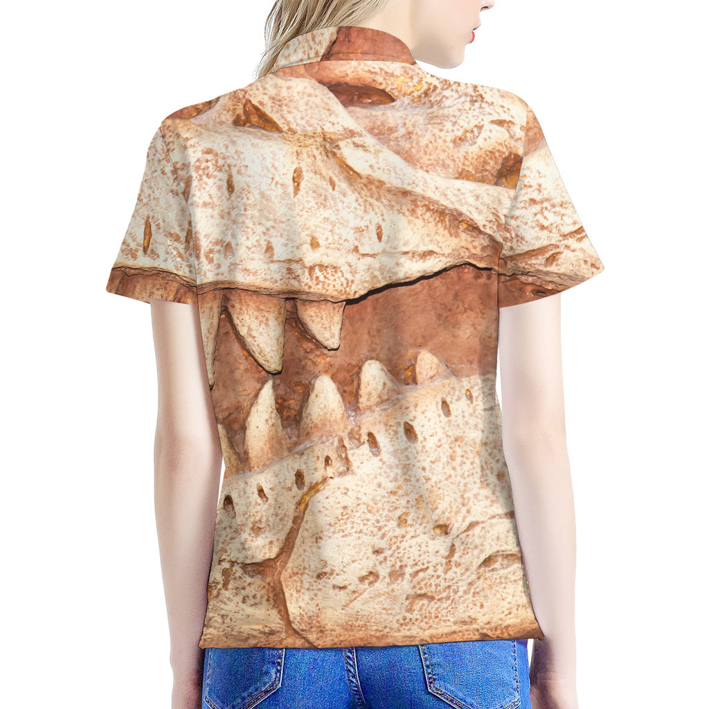 T-Rex Fossil Print Women's Polo Shirt