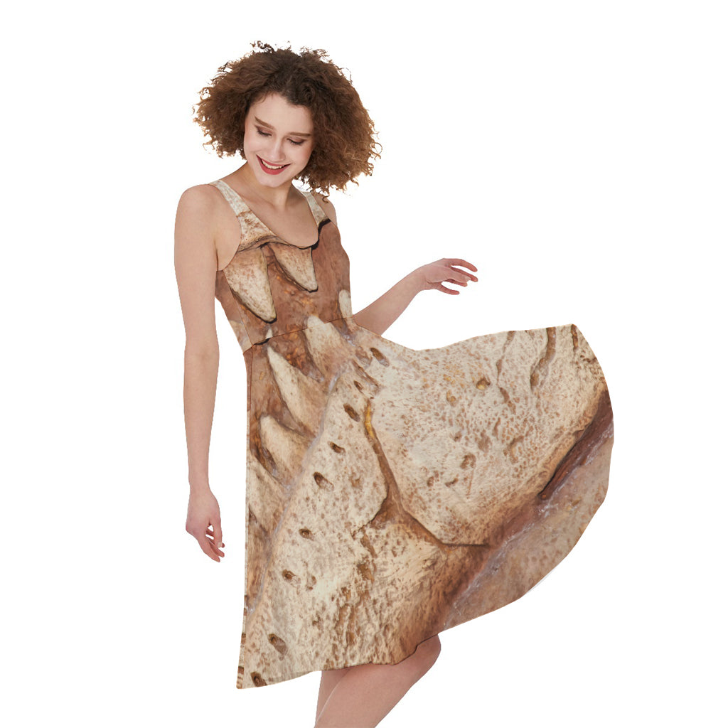 T-Rex Fossil Print Women's Sleeveless Dress