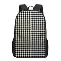 Tan And Black Houndstooth Pattern Print 17 Inch Backpack