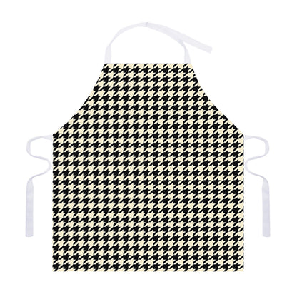 Tan And Black Houndstooth Pattern Print Adjustable Apron
