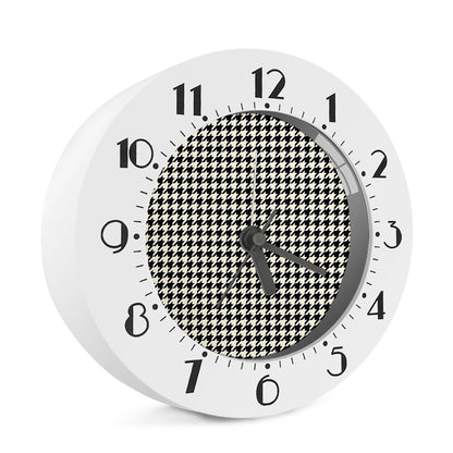 Tan And Black Houndstooth Pattern Print Alarm Clock