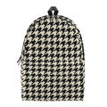 Tan And Black Houndstooth Pattern Print School Backpack