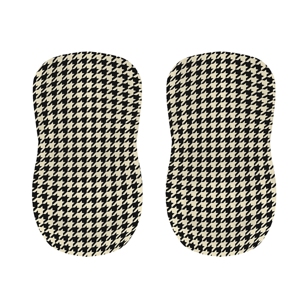 Tan And Black Houndstooth Pattern Print Bar Stool Covers