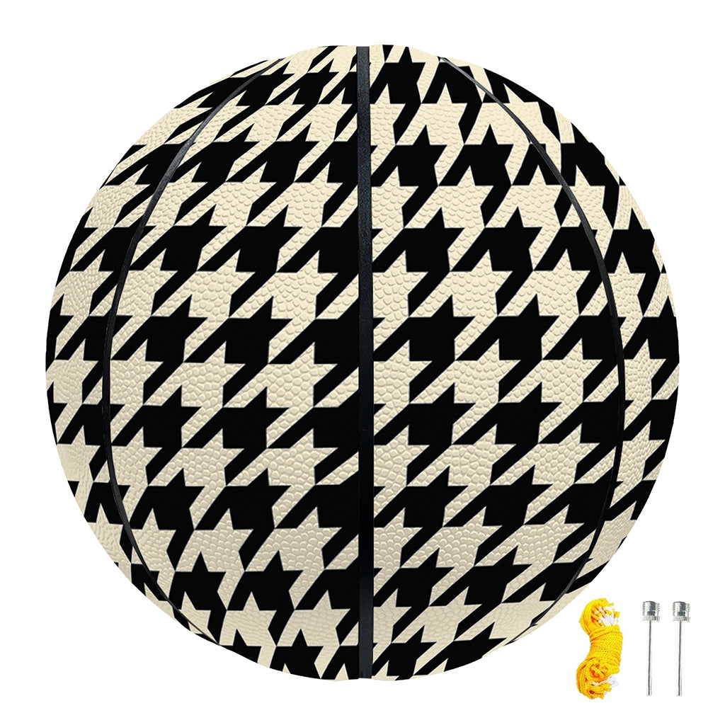Tan And Black Houndstooth Pattern Print Basketball
