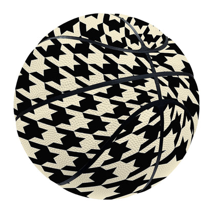 Tan And Black Houndstooth Pattern Print Basketball