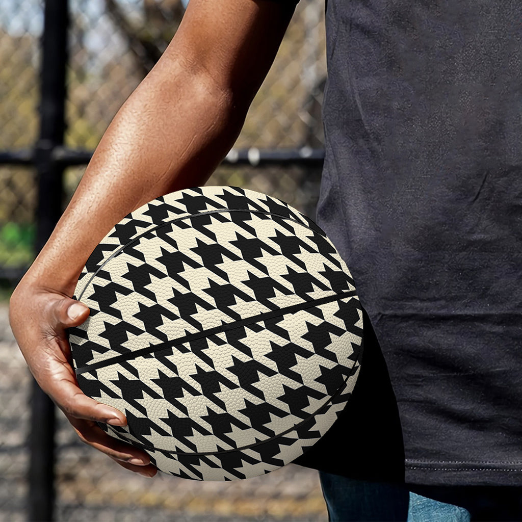 Tan And Black Houndstooth Pattern Print Basketball