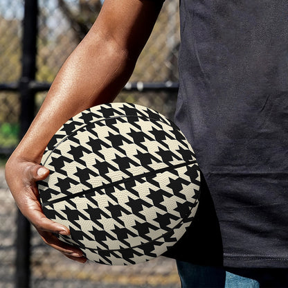 Tan And Black Houndstooth Pattern Print Basketball