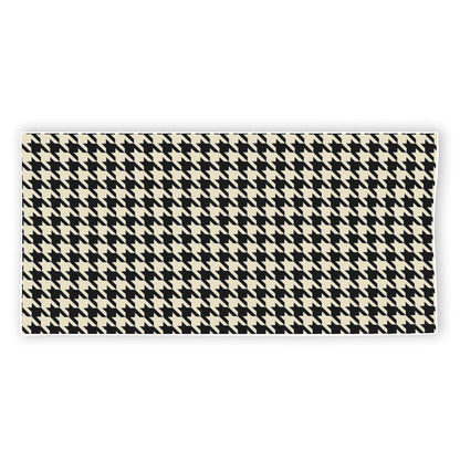Tan And Black Houndstooth Pattern Print Beach Towel
