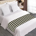 Tan And Black Houndstooth Pattern Print Bed Runner