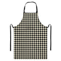 Tan And Black Houndstooth Pattern Print Bib Apron With Pocket