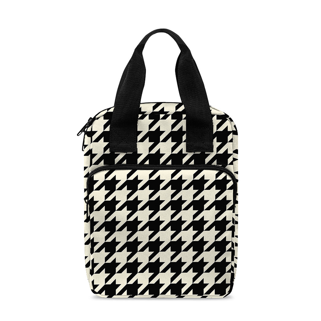 Tan And Black Houndstooth Pattern Print Bible Tote Bag