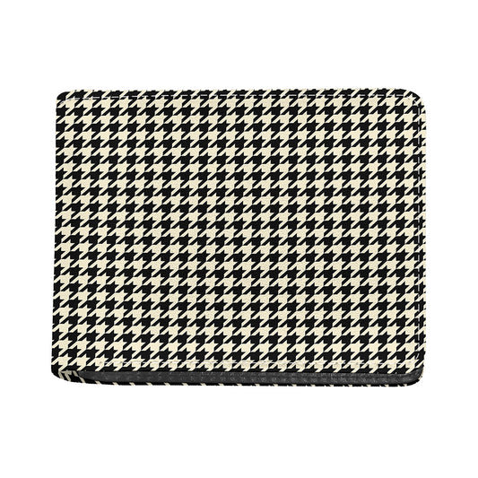 Tan And Black Houndstooth Pattern Print Bifold Wallet