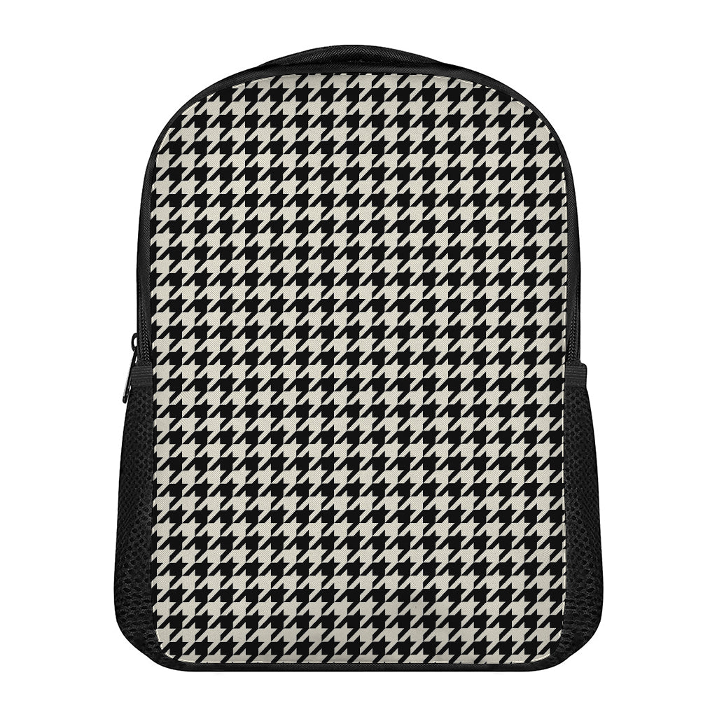 Tan And Black Houndstooth Pattern Print Casual Backpack