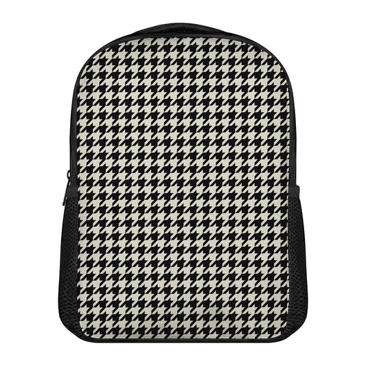 Tan And Black Houndstooth Pattern Print Casual Backpack