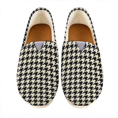 Tan And Black Houndstooth Pattern Print Casual Shoes