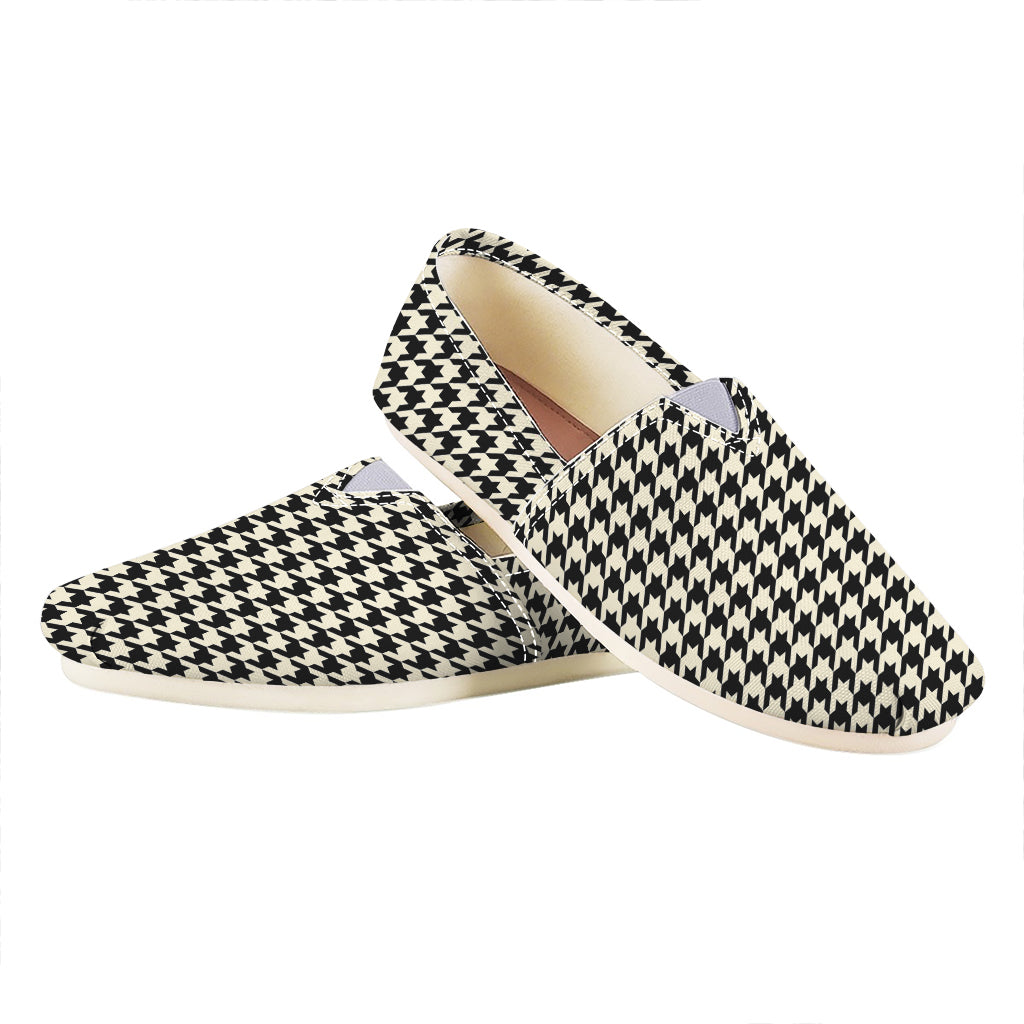 Tan And Black Houndstooth Pattern Print Casual Shoes
