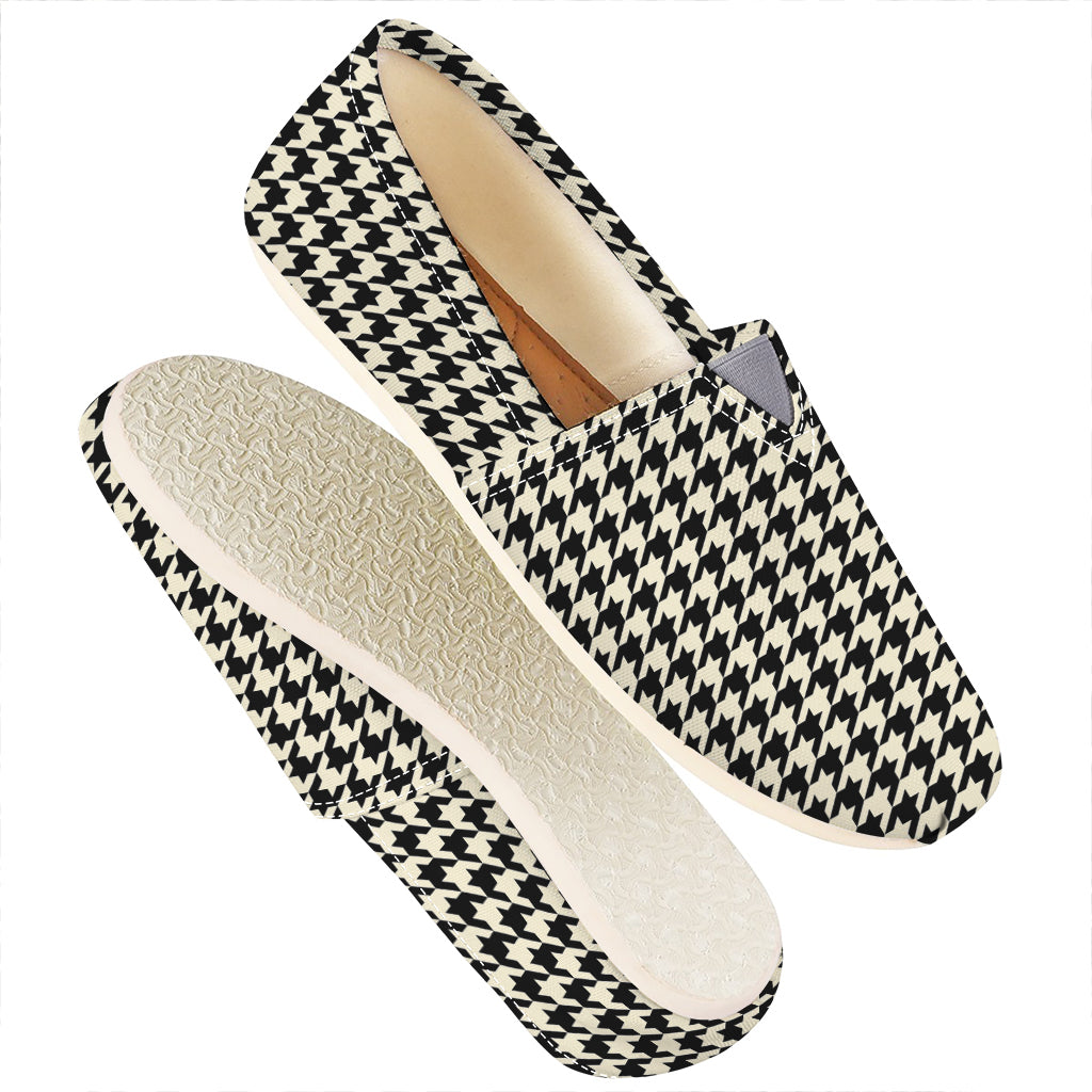 Tan And Black Houndstooth Pattern Print Casual Shoes