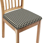 Tan And Black Houndstooth Pattern Print Chair Cushion Cover