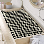 Tan And Black Houndstooth Pattern Print Changing Pad Cover