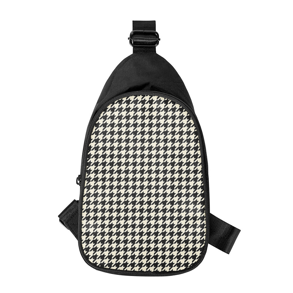 Tan And Black Houndstooth Pattern Print Chest Bag