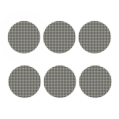 Tan And Black Houndstooth Pattern Print Coaster Set