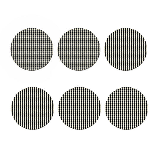 Tan And Black Houndstooth Pattern Print Coaster Set