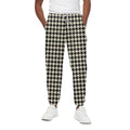 Tan And Black Houndstooth Pattern Print Cotton Sweatpants