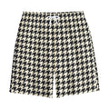 Tan And Black Houndstooth Pattern Print Cotton Shorts