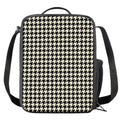 Tan And Black Houndstooth Pattern Print Crossbody Lunch Bag