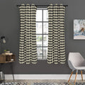 Tan And Black Houndstooth Pattern Print Grommet Curtain Panels