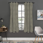 Tan And Black Houndstooth Pattern Print Curtain