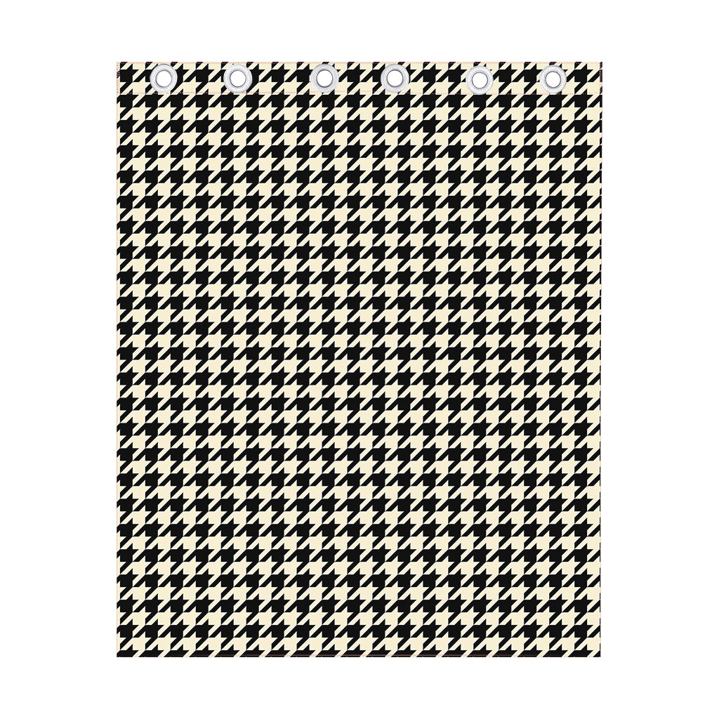 Tan And Black Houndstooth Pattern Print Curtain