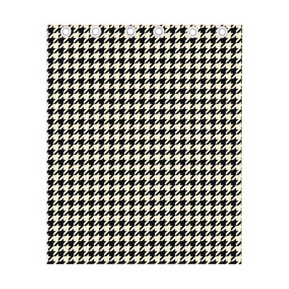Tan And Black Houndstooth Pattern Print Curtain