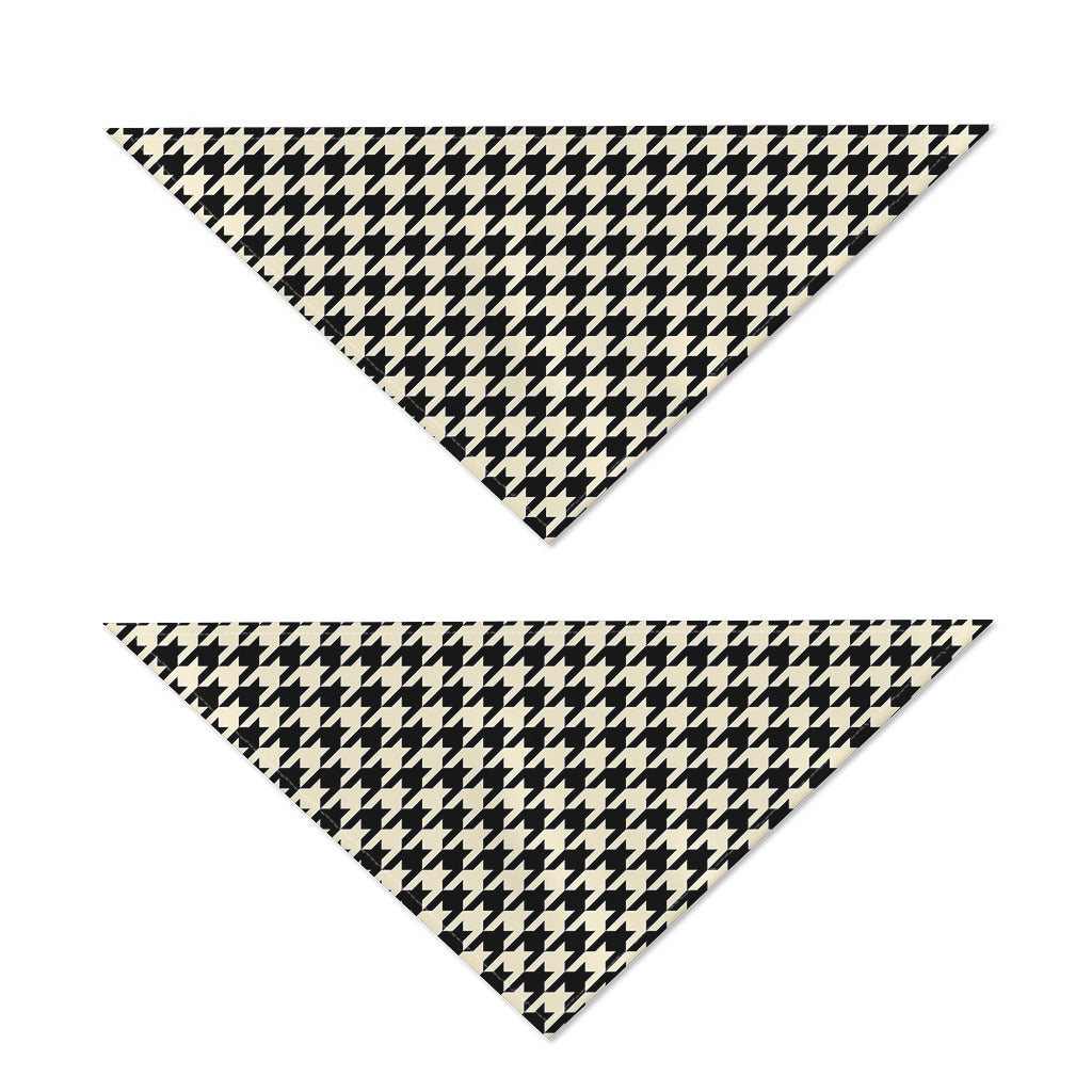 Tan And Black Houndstooth Pattern Print Dog Bandana