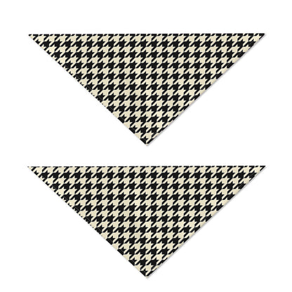 Tan And Black Houndstooth Pattern Print Dog Bandana
