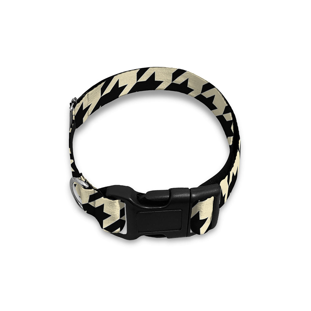 Tan And Black Houndstooth Pattern Print Dog Collar