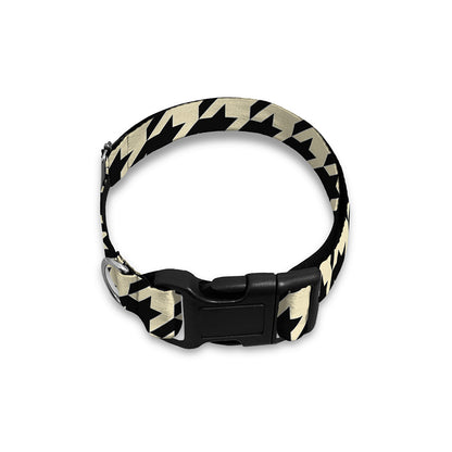 Tan And Black Houndstooth Pattern Print Dog Collar