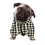 Tan And Black Houndstooth Pattern Print Dog Zip Up Hoodie