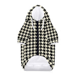 Tan And Black Houndstooth Pattern Print Dog Zip Up Hoodie