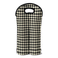 Tan And Black Houndstooth Pattern Print Double Neoprene Wine Tote