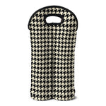 Tan And Black Houndstooth Pattern Print Double Neoprene Wine Tote