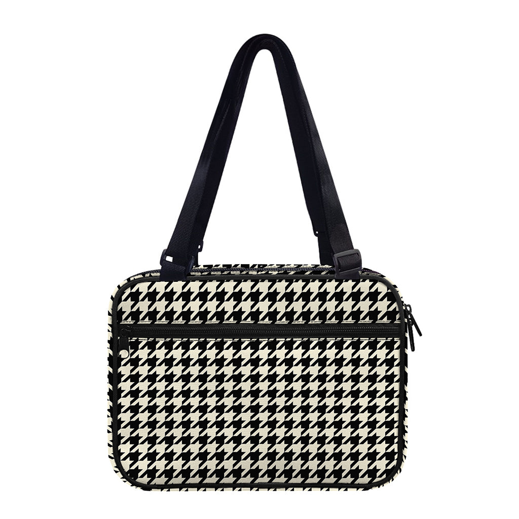Tan And Black Houndstooth Pattern Print Double Strap Bible Bag