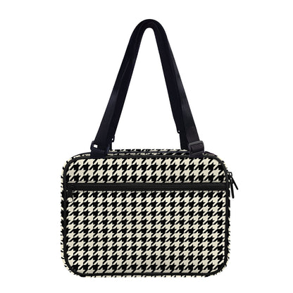 Tan And Black Houndstooth Pattern Print Double Strap Bible Bag