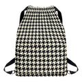 Tan And Black Houndstooth Pattern Print Drawstring Backpack