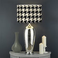 Tan And Black Houndstooth Pattern Print Drum Lamp Shade