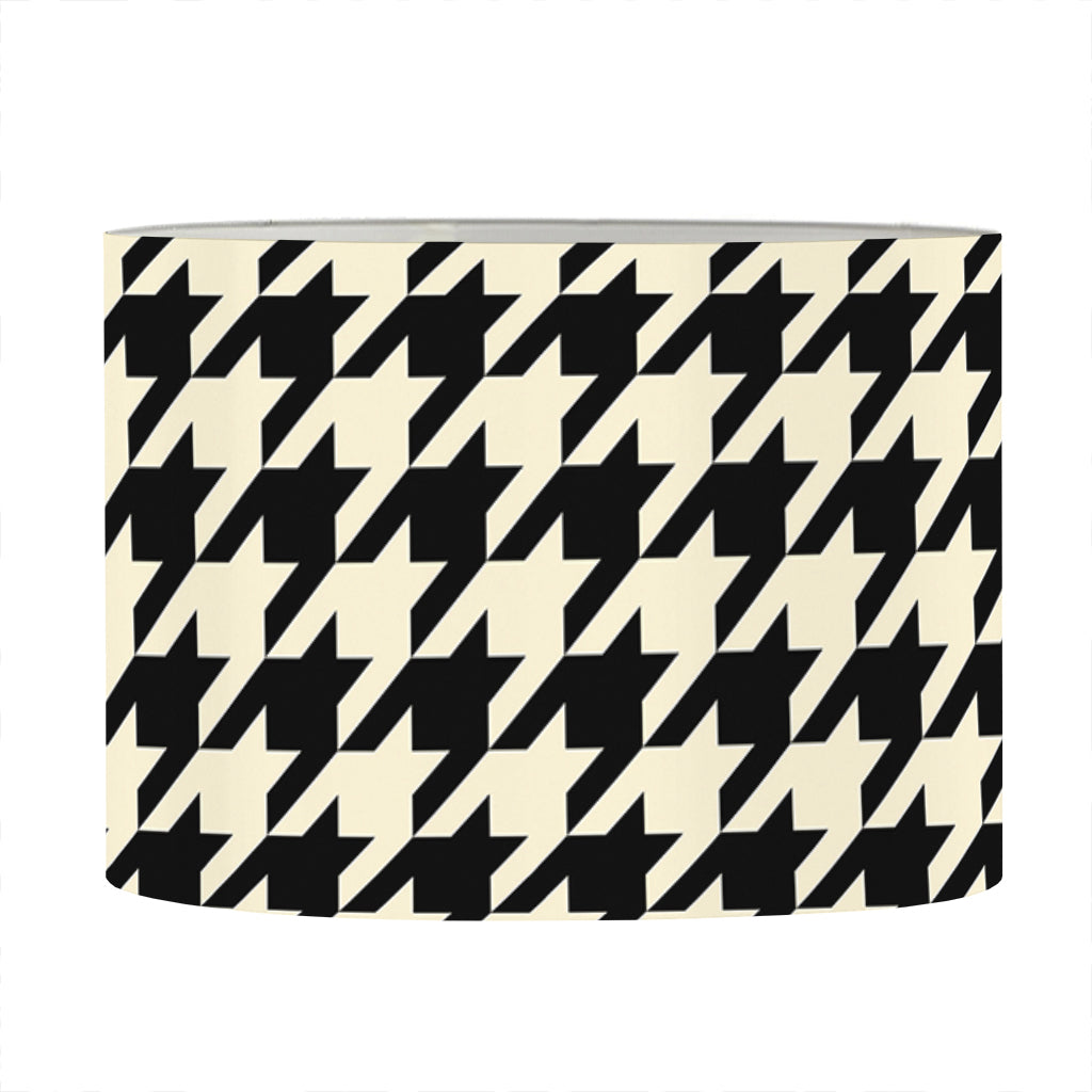 Tan And Black Houndstooth Pattern Print Drum Lamp Shade